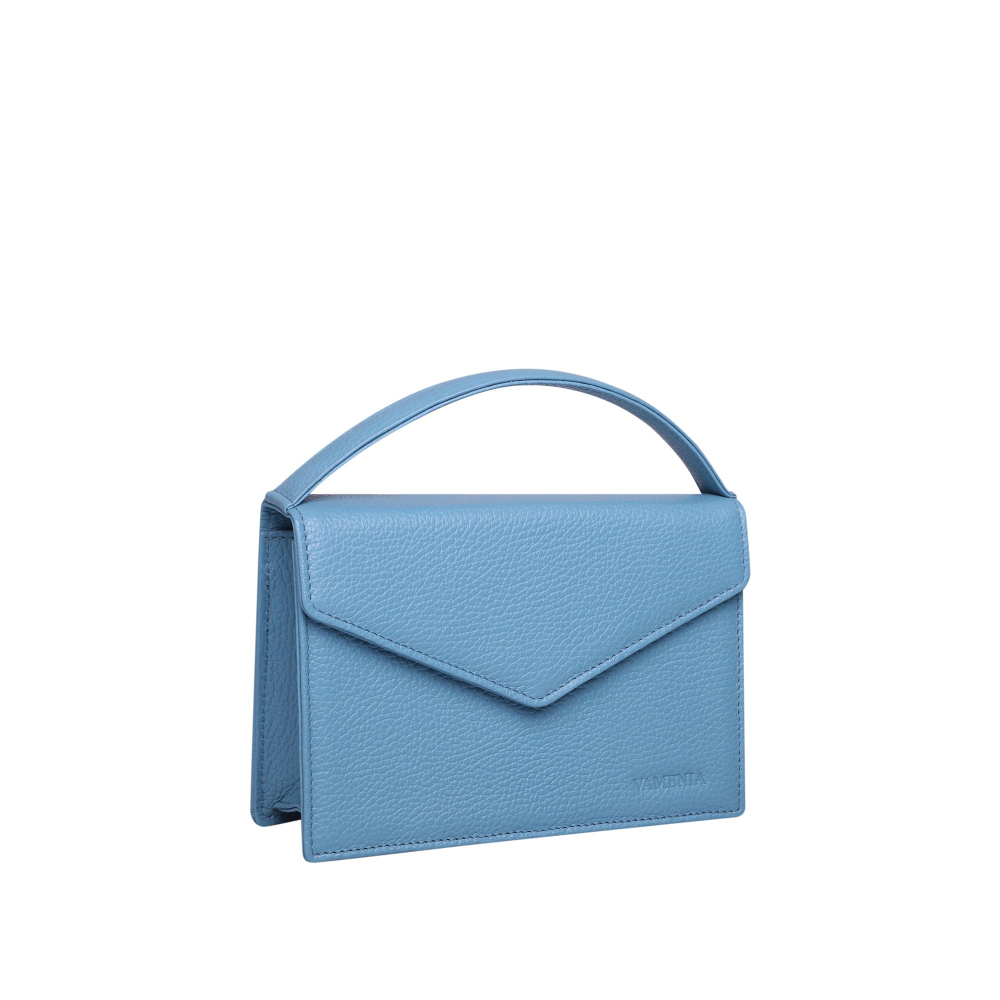 Small Handle Bag made of grained calfskin light blue